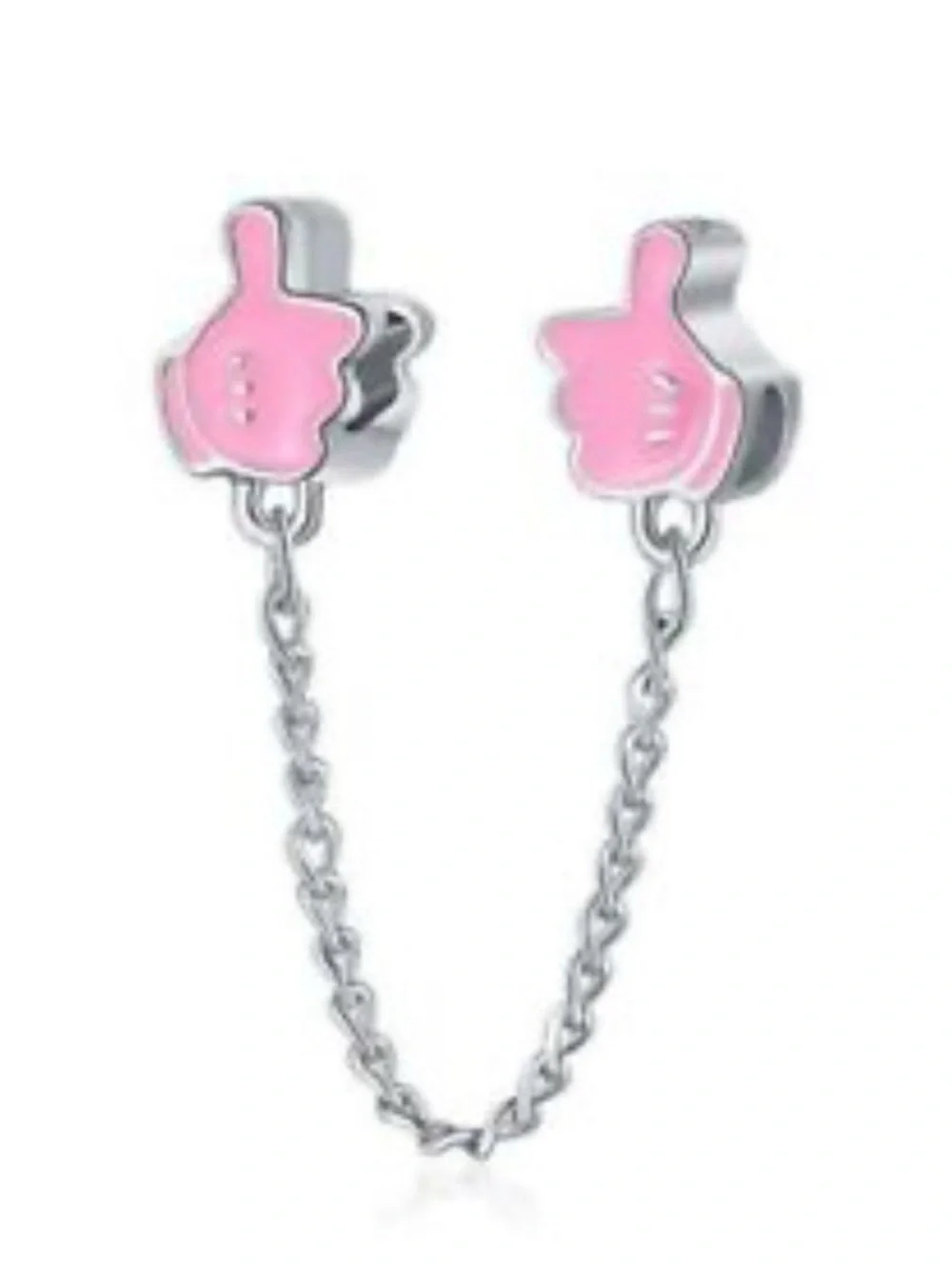 Pink Thumbs-Up Chain Kids Earring Connector